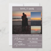 Save the Date Beach Photo Collage 招待状 (正面)