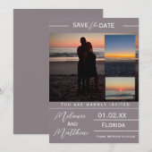 Save the Date Beach Photo Collage 招待状 (正面/裏面)