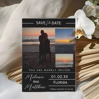 Save the Date Beach Photo Collage 招待状