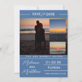 Save the Date Beach Photo Collage 招待状 (正面)