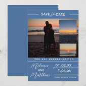 Save the Date Beach Photo Collage 招待状 (正面/裏面)