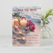 Save the Date Beach Roses Candles 招待状 (スタンド正面)