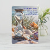 Save the Date Beach Seashells Hourglass 招待状 (スタンド正面)