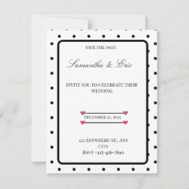 Save the Date Black and white polka dot wedding セーブザデート