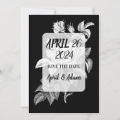Save the Date Black and White Rose Botanical セーブザデート (正面)