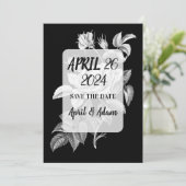 Save the Date Black and White Rose Botanical セーブザデート (スタンド正面)