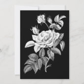 Save the Date Black and White Rose Botanical セーブザデート (裏面)