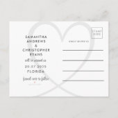 Save the Date Black & White Photo Wedding 案内ポストカード (裏面)