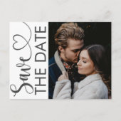 Save the Date Black & White Photo Wedding 案内ポストカード (正面)