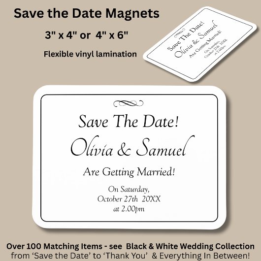 Save The Date - Black & White with Infinity Scroll マグネット