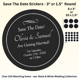 Save The Date - Black & White with Infinity Scroll ラウンドシール