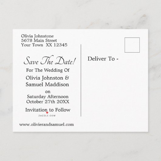 Save The Date -Black & White with Infinity Scroll 案内ポストカード (裏面)