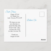 Save the Date Blue Hibiscus Tropical Themed ポストカード (裏面)