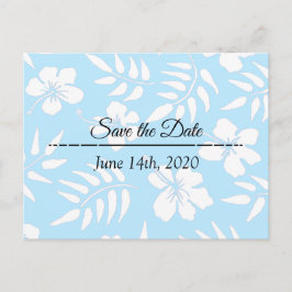 Save the Date Blue Hibiscus Tropical Themed ポストカード