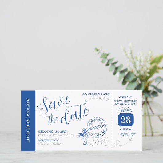 Save the date Boarding pass invitation カード (スタンド正面)