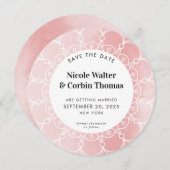 SAVE THE DATE BOHOモダン赤面ピンクの水色 招待状 (正面/裏面)