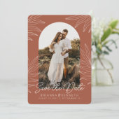 Save the Date Boho Arch Photo on Botanical 招待状 (スタンド正面)