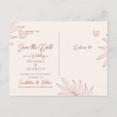 Save the Date Boho Arch Photo Terracotta Botanical ポストカード (裏面)