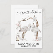 Save the Date Boho Flamingo Tropical セーブザデート (正面/裏面)