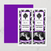 Save the Date Book Mark Friends Black Purple Damas 案内ポストカード (正面/裏面)