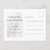 Save the Date Botanical Sage Green Photo 結婚's A 案内ポストカード (裏面)