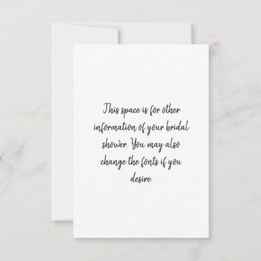 Save the Date Bridal Shower 招待状 (裏面)