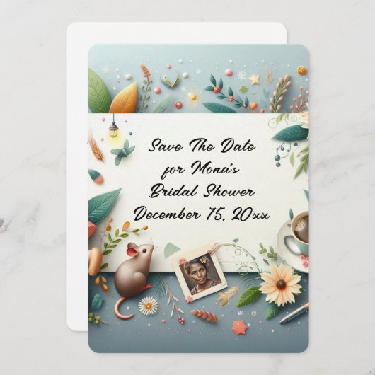 Save The Date Bridal Shower Invitation 招待状 (正面/裏面)