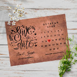 Save the Date Calendar Red Love Heart Rustic Wood ポストカード<br><div class="desc">This boho save the date card features a calendar and pretty red love heart highlighting your special date on a rustic wood background. The reverse has additional save the date details, including your wedding website, with your return address and space for your recipient's address. Designed by Thisisnotme© ***TO MOVE THE...</div>