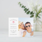 SAVE THE DATE Cards, Pink Starfishビーチ結婚式 セーブザデート (スタンド正面)