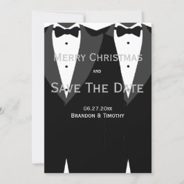 Save The Date Christmas Cards Silver 結婚ゲイ セーブザデート
