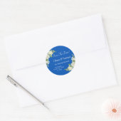 Save The Date - Cobalt Blue & White Roses Wedding  ラウンドシール (封筒)