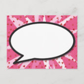 Save the Date Comic Book KAPOW 現代風ピンク色の楽しい漫画 案内ポストカード (裏面)