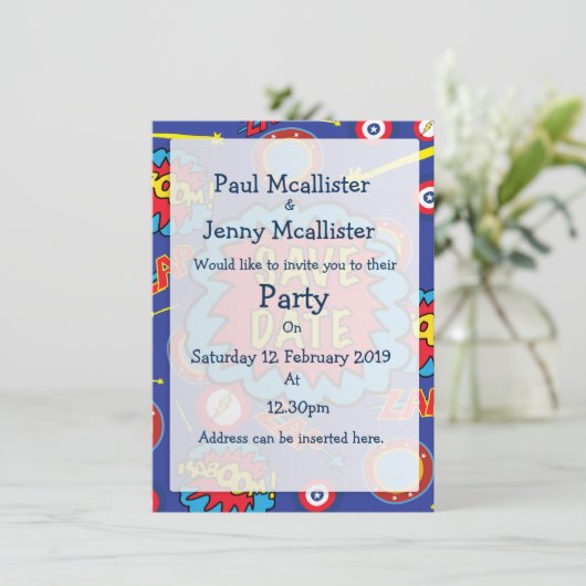 Save the Date Comic Heroes 招待状 (スタンド正面)