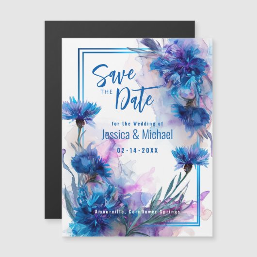💍Save the Date Cornflowers and Lavender Elegance (正面/裏面)