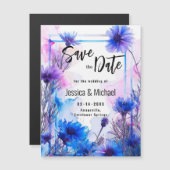 💍 Save the Date Cornflowers and Lavender Elegance マグネット招待状 (正面/裏面)