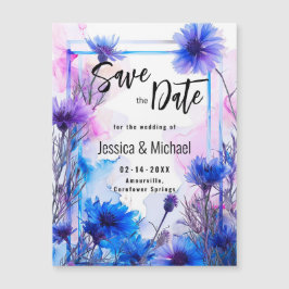💍 Save the Date Cornflowers and Lavender Elegance マグネット招待状