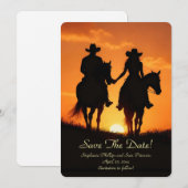 Save the Date Country Western Cowboy Cowgirl  招待状 (正面/裏面)