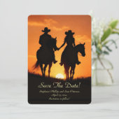 Save the Date Country Western Cowboy Cowgirl  招待状 (スタンド正面)