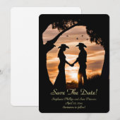 Save the Date Country Western Cowboy Cowgirl  招待状 (正面/裏面)