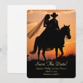 Save the Date Country Western Cowboy Cowgirl 招待状 (正面/裏面)