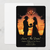 Save the Date Country Western Cowboy Cowgirl  招待状 (正面/裏面)