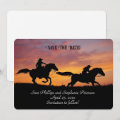 Save the Date Country Western Cowboy Cowgirl  招待状 (正面/裏面)