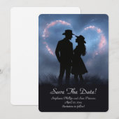 Save the Date Country Western Cowboy Cowgirl  招待状 (正面/裏面)
