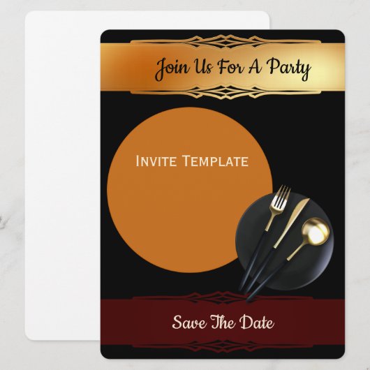 Save the date- Dinner Party 招待状 (正面/裏面)