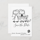 Save the Date Dog Brides Doodle Figures セーブザデート (正面/裏面)