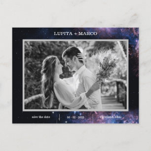 Save the Date Elegan宇宙シナ結婚ルのかわいい シーズンポストカード