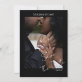 Save The Date- Elegant Black background with photo 招待状 (正面)