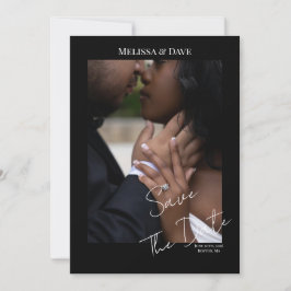 Save The Date- Elegant Black background with photo 招待状