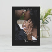 Save The Date- Elegant Black background with photo 招待状 (スタンド正面)