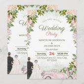 Save The Date Elegant Calligraphy Wedding 招待状 (正面/裏面)